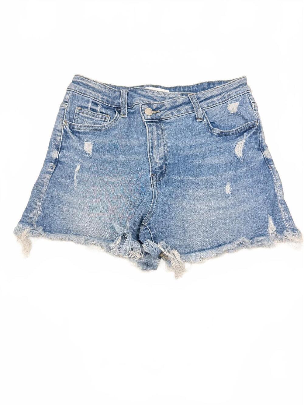 Vervet Asymmetric Criss Cross Crossover Waist Distressed Denim Shorts Size Large